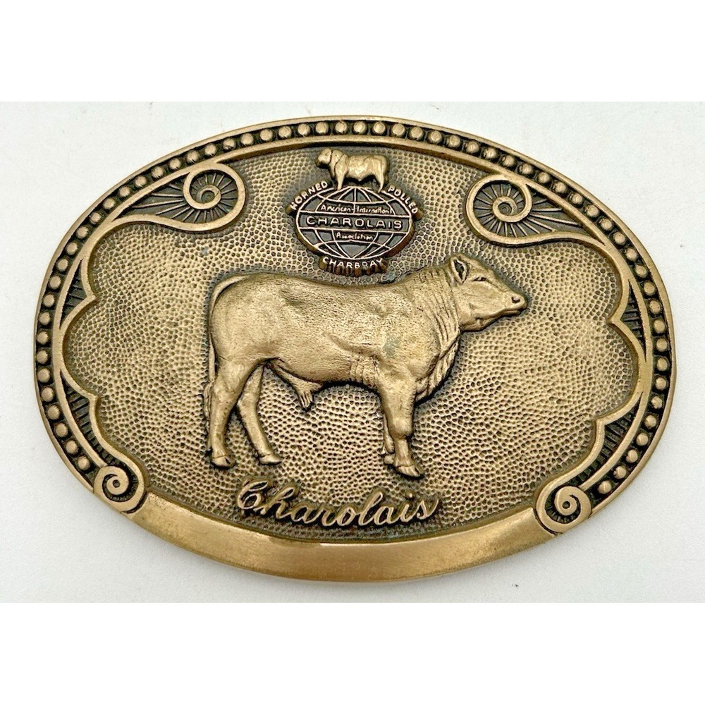 TONY‎ LAMA Charolais Bull Cow Sire Belt Buckle Cattle Breed Series FIRST Edition